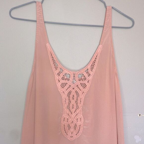 Wilfred | Aritzia Blush Pink Embroidered 100% Silk Trapeze Slip Dress Size XS - Picture 4 of 5